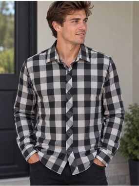 RW&CO. Black and White Buffalo Check Button-Down Shirt
